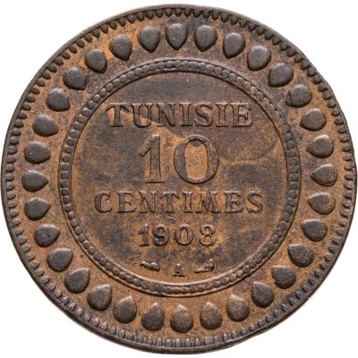 купить Тунис 10 сантимов (centimes) 1908