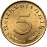 Купить Германия, Третий рейх 5 рейхспфеннигов (reichspfennig) 1938, знак монетного двора "А" - Берлин