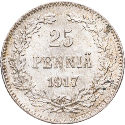купить 25 пенни (pennia) 1917 S гербовый орёл без корон, Российская Финляндия