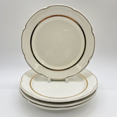 купить Набор обеденных тарелок на 4 персоны (в подборе), фаянс, золочение, Конаковский фаянсовый завод им. М.И. Калинина (ЗиК Конаково), СССР, 1962-1991 гг.