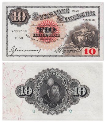 купить Швеция 10 крон 1939