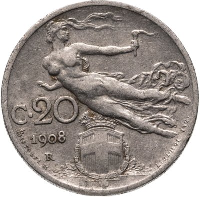 купить Италия 20 чентезимо (centesimi) 1908