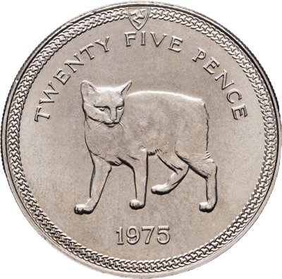 купить Остров Мэн 25 пенсов (pence) 1975 "Мэнкс (мэнская бесхвостая кошка)"