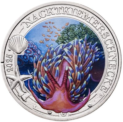 купить Австрия 3 евро 2025 "Светящаяся морская жизнь - Голожаберный моллюск"