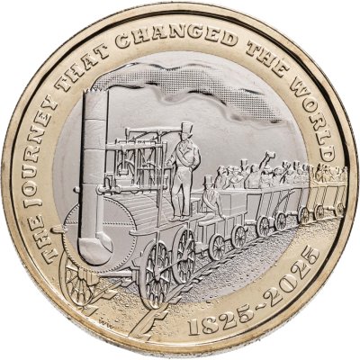купить Великобритания 2 фунта 2025 "200 лет современной железной дороге" в буклете