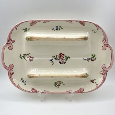 купить Блюдо для подачи спаржи с цветочным декором, фаянс, роспись, Sarreguemines, Франция, 1920-1950 гг.