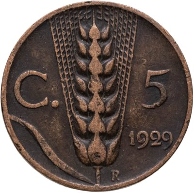 купить Италия 5 чентезимо (centesimi) 1929, король Эммануил III (период Муссолини)