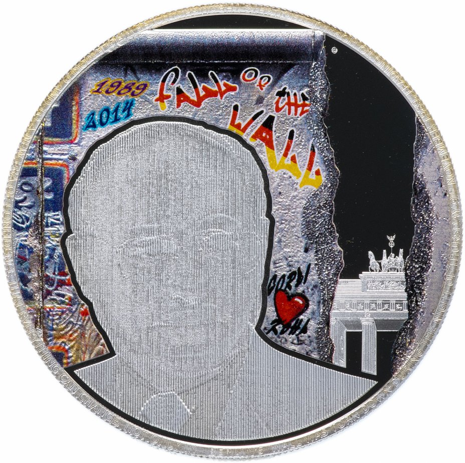 купить Палау 5 долларов 2014 "25 лет падения берлинской стены", в футляре с сертификатом