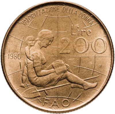 купить Италия 200 лир 1980 "ФАО - Международный женский год"