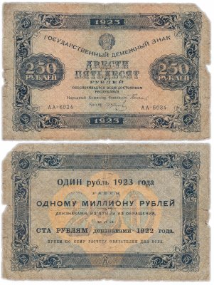 купить 250 рублей 1923 наркомфин Сокольников, кассир Колосов, водяной знак "Ромбы"