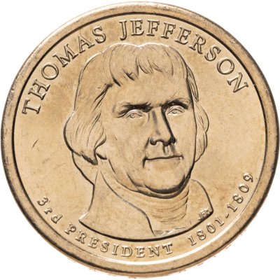 купить США 1 доллар (dollar) 2007 "Томас Джефферсон (3-й президент США)", знак монетного двора "D" - Денвер