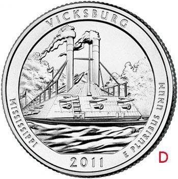 Купить США 25 центов (квотер) 2011 D — Национальный парк Виксбург