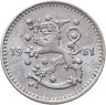 Купить Финляндия 1 марка (markka) 1951  Железо /серый цвет/