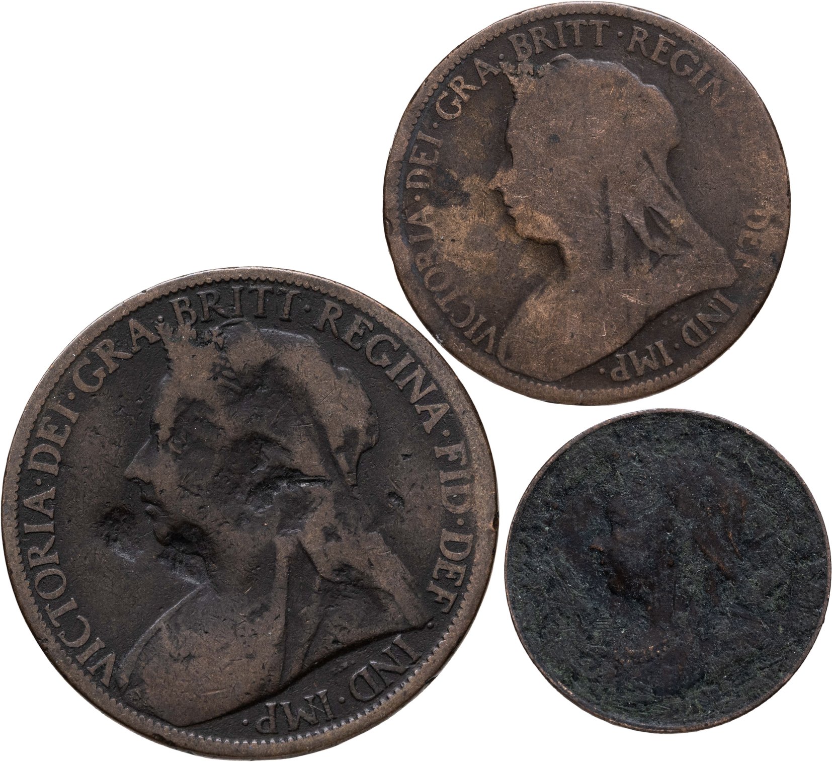 Великобритания набор из 1/4, 1/2 и 1 пенни 1896-1900 (Виктория ...