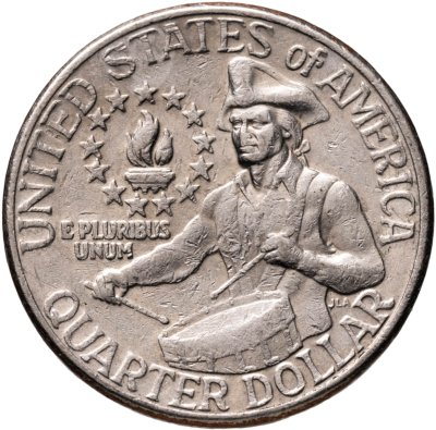 купить США 25 центов (квотер, 1/4 доллара, quarter dollar) 1976 "200 лет независимости США" (барабанщик)