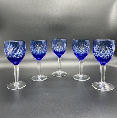 купить Набор из 5-ти бокалов с орнаментом, хрусталь, алмазная грань, Гусевской хрустальный завод (Гусь-Хрустальный), СССР, 1970-1990 гг.