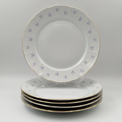 купить Набор тарелок на 5 персон, украшенных цветочным декором, фарфор, деколь, Thun (Тун), Чехословакия, 1970-1985 гг.