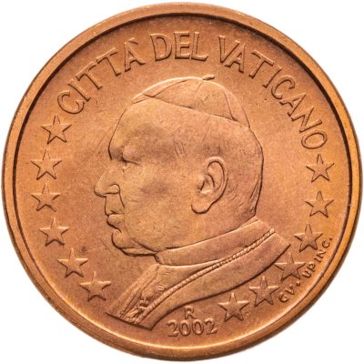 купить Ватикан 1 евроцент 2002 "Портрет Папы Иоана Павла II"