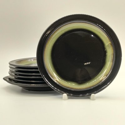 купить Набор из 6-ти десертных тарелок на подставке, фаянс, цветные поливы, Конаковский фаянсовый завод им. М.И. Калинина (ЗиК Конаково), СССР, 1974-1991 гг.