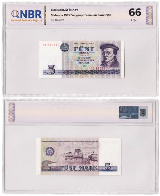купить Германия 5 марок 1975 в слабе NBR UNC 66