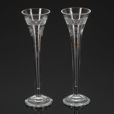 купить Пара бокалов формы «флейта» для шампанского "Fürst von Metternich", стекло, выдувание, гранение, золочение, Германия, 2000-2020 гг.