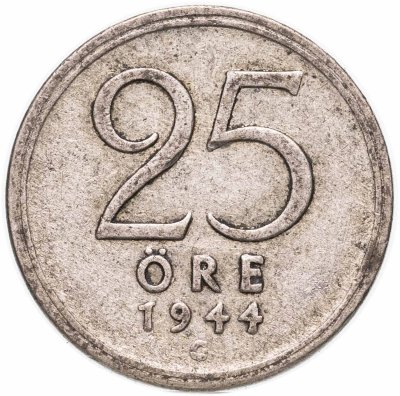 Купить Швеция 25 эре (ore) 1944-1950, случайный год