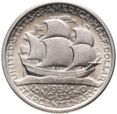 купить США 50 центов (1/2 доллара, half dollar) 1936 "300 лет Лонг-Айленду"