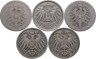 Купить Германия набор 5 монет 10 пфеннигов 1875-1908