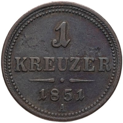 купить Австрия 1 крейцер (kreuzer) 1851 А
