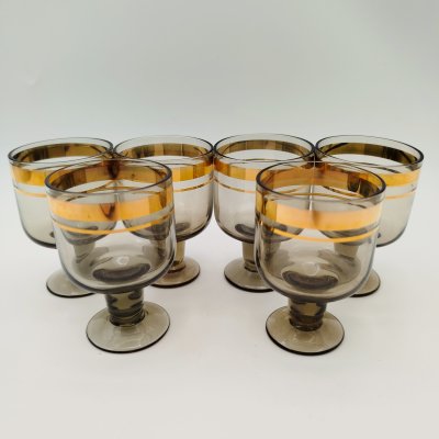купить Набор из 6 ликерных рюмок, цветное стекло, золочение, СССР, 1970-1990 гг.