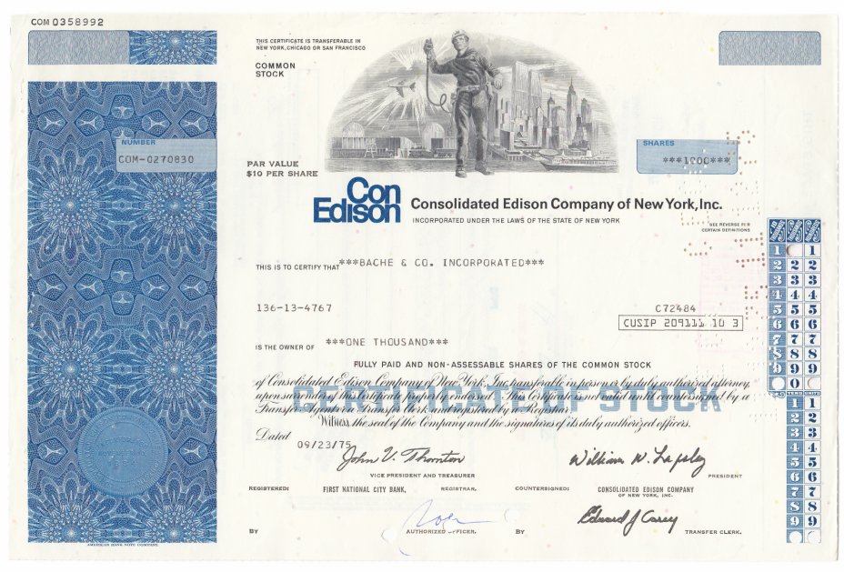 купить Акция США   Consalidated Edison Company Of New York, Inc. 1973 - 1976 гг.
