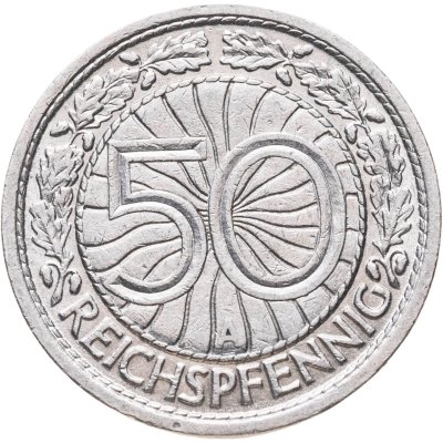 купить Германия 50 рейхспфеннигов (reichspfennig) 1927 знак монетного двора "А" — Берлин