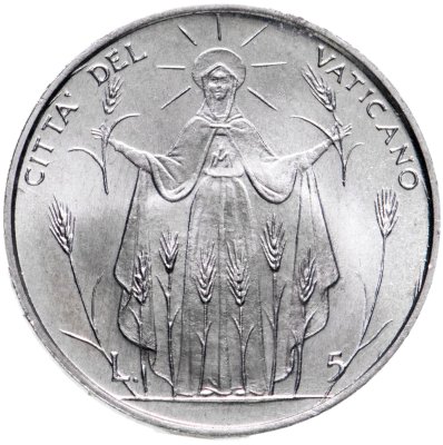 купить Ватикан 5 лир 1968