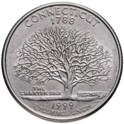 купить США 25 центов (квотер, 1/4 доллара, quarter dollar) 1999 D Коннектикут (Connecticut) знак монетного двора "D" - Денвер