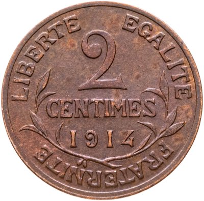 купить Франция 2 сантима (centimes) 1914