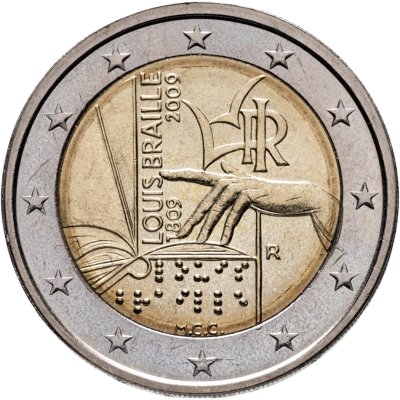 купить Италия 2 euro (евро) 2009 "200-летие Луи Брайля"