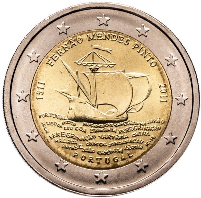 купить Португалия 2 euro (евро) 2011 "500 лет со дня рождения Фернана Мендеша Пинту"