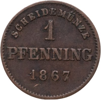 купить Германия, Бавария 1 пфенниг 1867