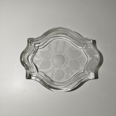 купить Монетница (пепельница) овальной формы с резным декором, хрусталь, Чехия, 1970-1980 гг.