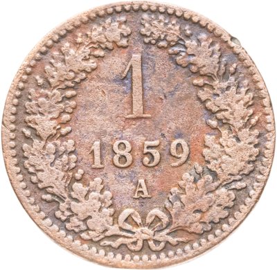 купить Австрия 1 крейцер (kreuzer) 1859 A знак монетного двора "A" - Вена