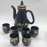 Купить Чайник и 6 пиал для распития горячих напитков, керамика, крытье, золочение, роспись, СССР, 1970-1990 гг.