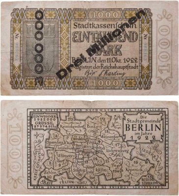 купить Германия 3000000 (3 миллиона) марок 1922 на 1000 марках