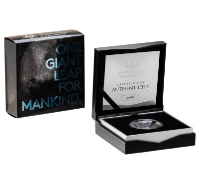 купить Австралия 5 долларов 2019 "50 лет высадке на Луну" в футляре, с сертификатом