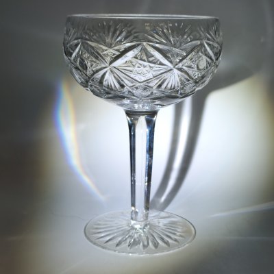 купить Креманка (шампанница) с резным геометрическим декором, хрусталь, алмазная грань, СССР, 1970-1990 гг.