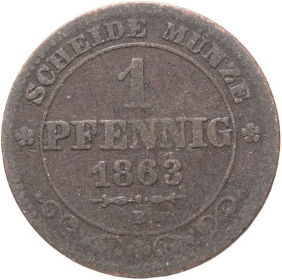 купить Германия, Саксония 1 пфенниг 1863
