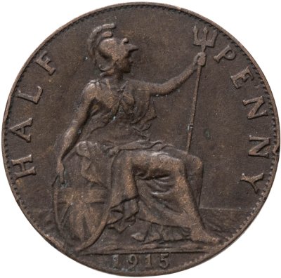 купить Великобритания 1/2 пенни Георг V (малый портрет) 1916-1928, случайная дата