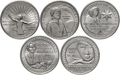 купить США набор из 5-ти монет 1/4 доллара (25 центов, квотер) 2022 P Американские женщины