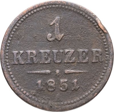 купить Австрия 1 крейцер (kreuzer) 1851