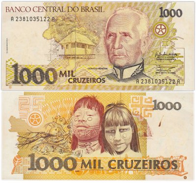 купить Бразилия 1000 крузейро 1990 года (Pick 231a)