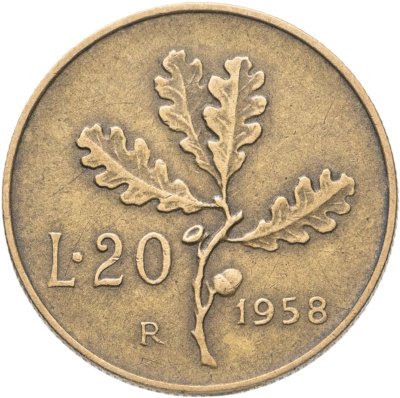 купить Италия 20 лир 1958